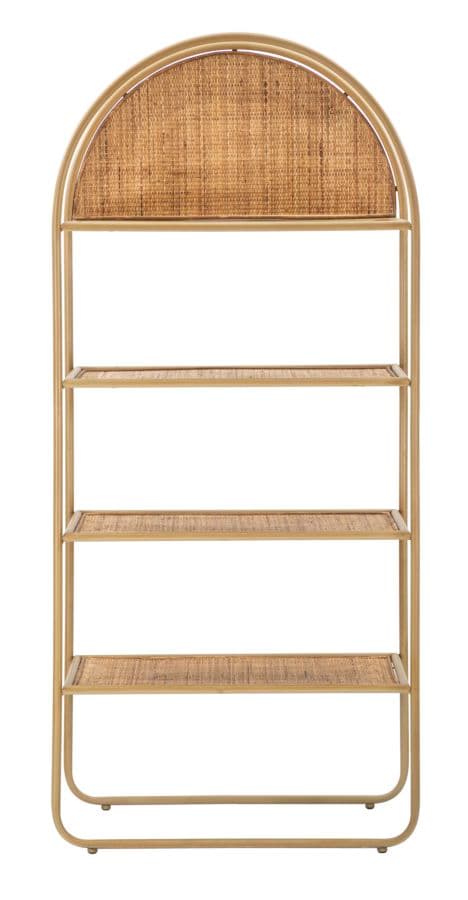 Libreria "Panama" rettangolare in metallo e rattan con 4 ripiani per interno in Librerie Decor Space - Altamura, commercioVirtuoso.it