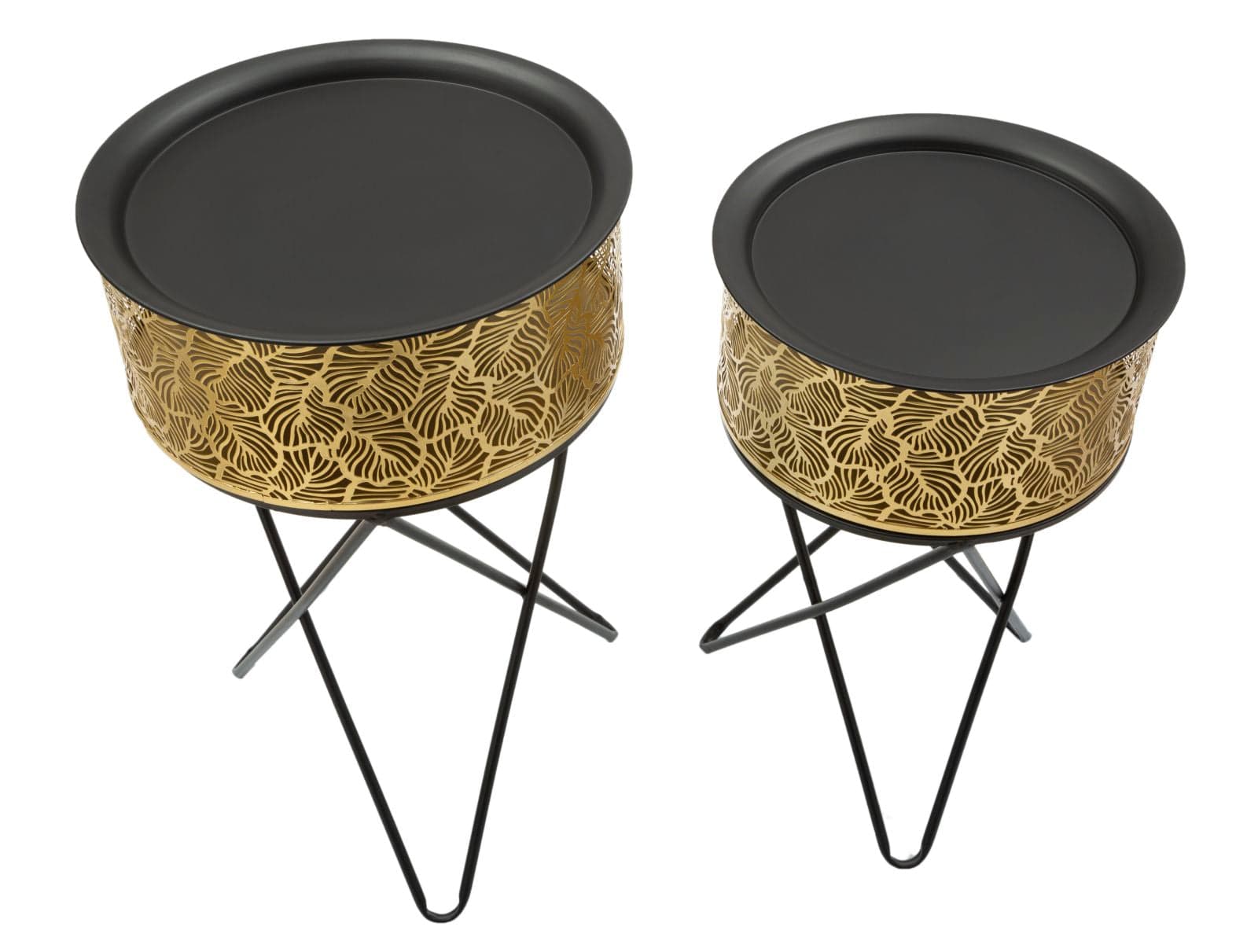 Tavolinetti coppia struttura in metallo con gambe color nero per interni set da 2 in Console e tavoli da divano Decor Space - Altamura, commercioVirtuoso.it
