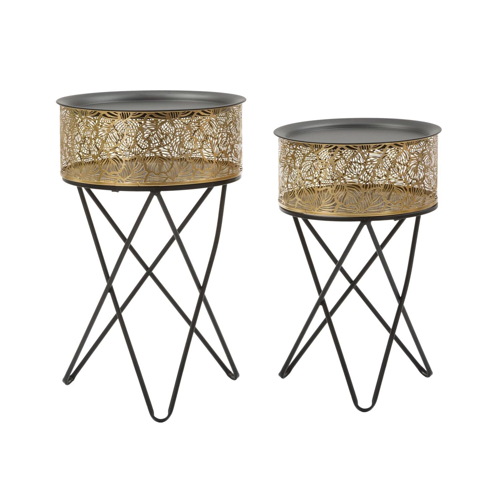 Tavolinetti coppia struttura in metallo con gambe color nero per interni set da 2 in Console e tavoli da divano Decor Space - Altamura, commercioVirtuoso.it