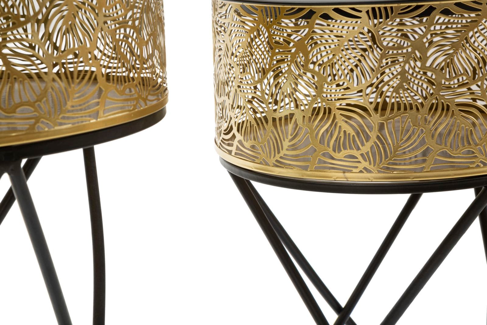 Tavolinetti coppia struttura in metallo con gambe color nero per interni set da 2 in Console e tavoli da divano Decor Space - Altamura, commercioVirtuoso.it