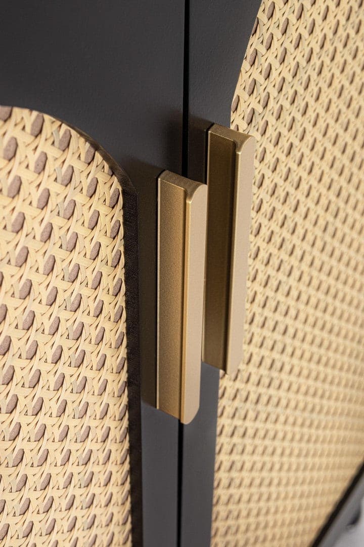Mobile credenza "Josine" in mdf-legno di pino, inserti in rattan - 21