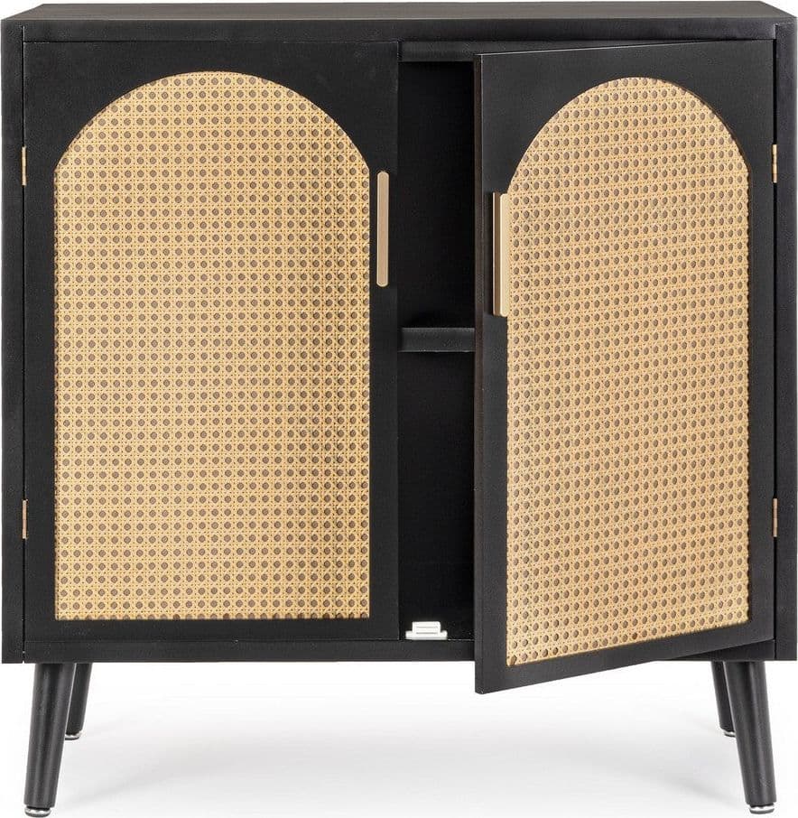 Mobile credenza "Josine" in mdf-legno di pino, inserti in rattan - 22