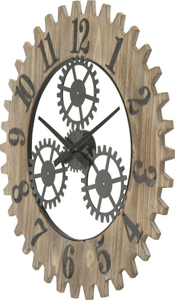 Orologio con ingranaggi da parete in legno MDF e metallo per salotto e cucina in Orologi da parete Decor Space - Altamura, commercioVirtuoso.it