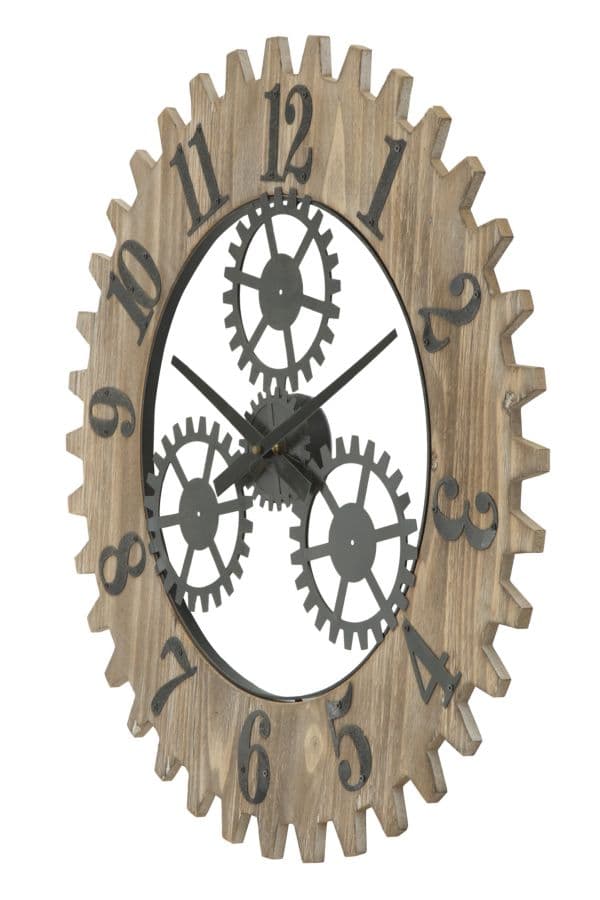 Orologio con ingranaggi da parete in legno MDF e metallo per salotto e cucina in Orologi da parete Decor Space - Altamura, commercioVirtuoso.it