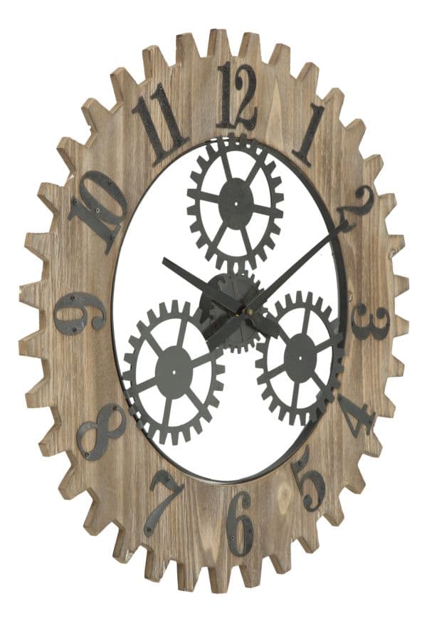 Orologio con ingranaggi da parete in legno MDF e metallo per salotto e cucina in Orologi da parete Decor Space - Altamura, commercioVirtuoso.it