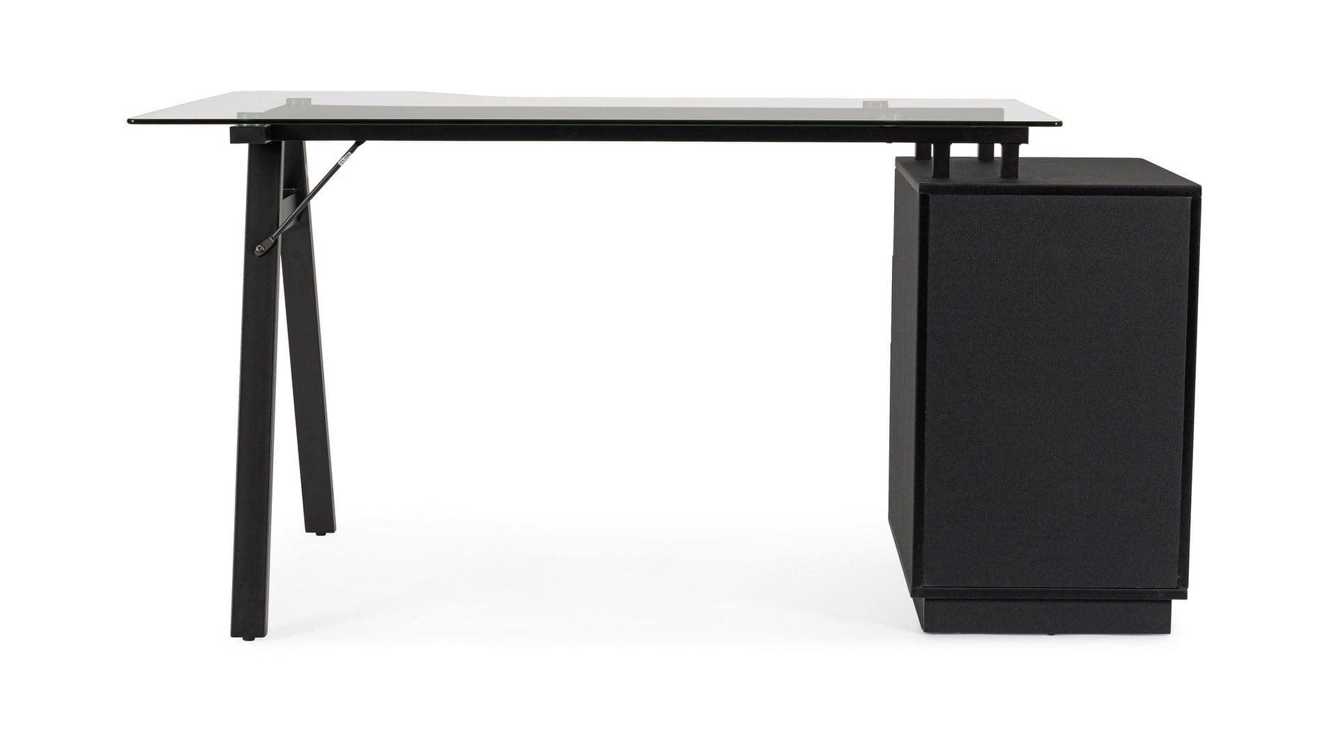 Scrivania "Charlie" ad angolo, con cassettiera, piano in vetro, da 150.5 x 80 x 75h cm in Postazioni di lavoro per computer Decor Space - Altamura, commercioVirtuoso.it