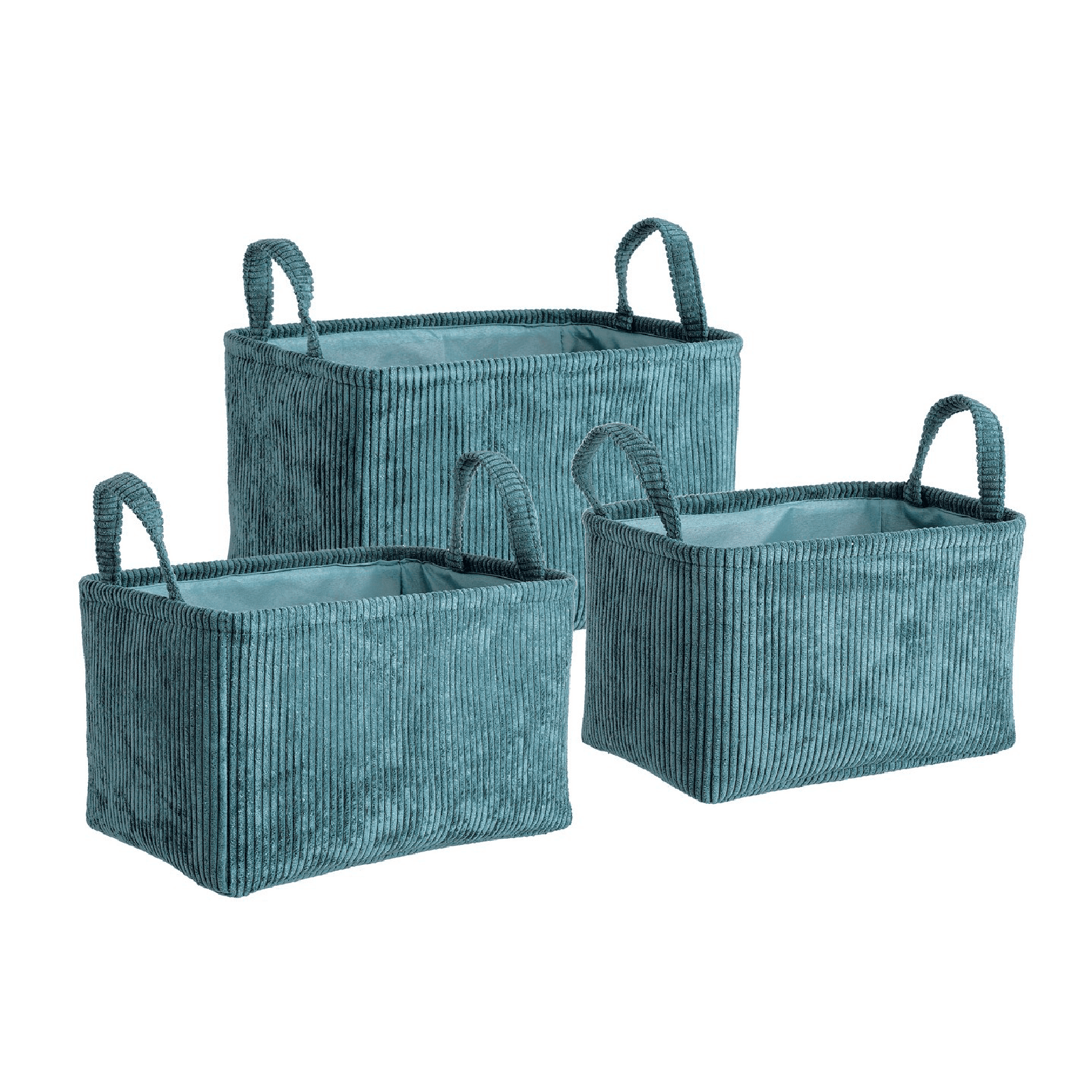 Set 3 pezzi cesta con manico "Shirley" ottanio rettangolare in Organizer per cassetti Decor Space - Altamura, commercioVirtuoso.it
