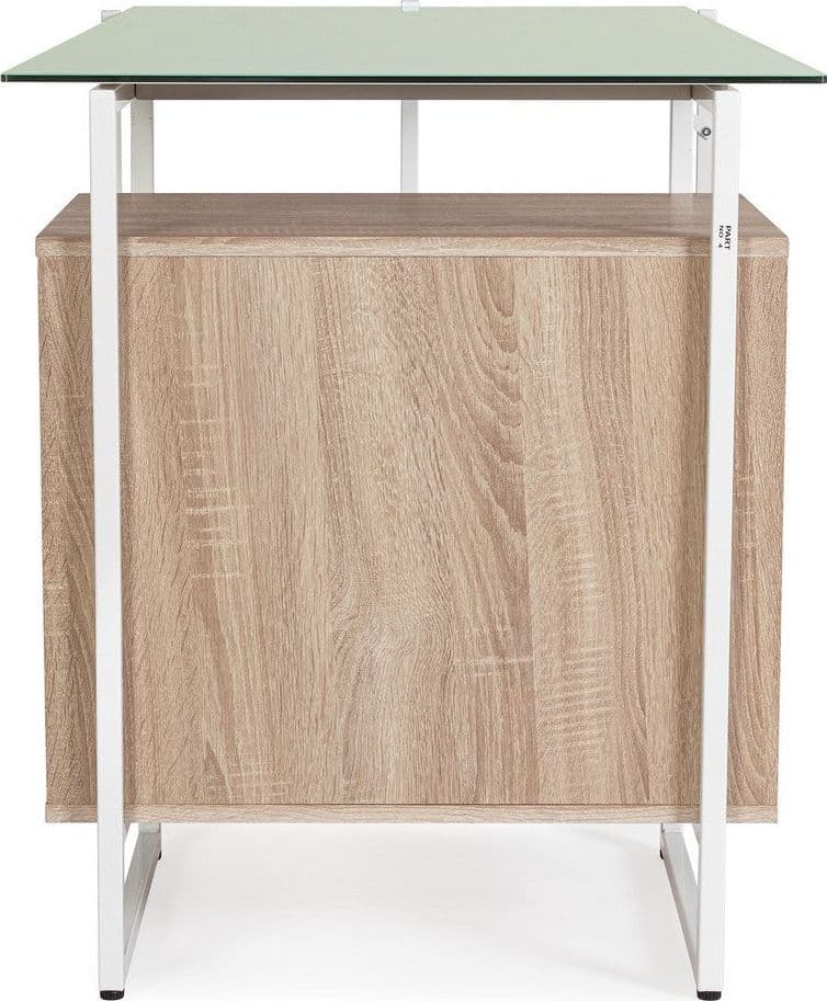 Scrivania "Thomas" con cassettiera, color bianco-naturale, 142 x 69 x 76h cm in Postazioni di lavoro per computer Decor Space - Altamura, commercioVirtuoso.it