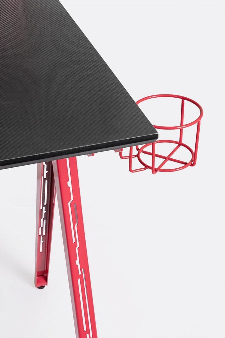 Scrivania da gaming, color rosso e nero, in acciaio resistente in Postazioni di lavoro per computer Decor Space - Altamura, commercioVirtuoso.it