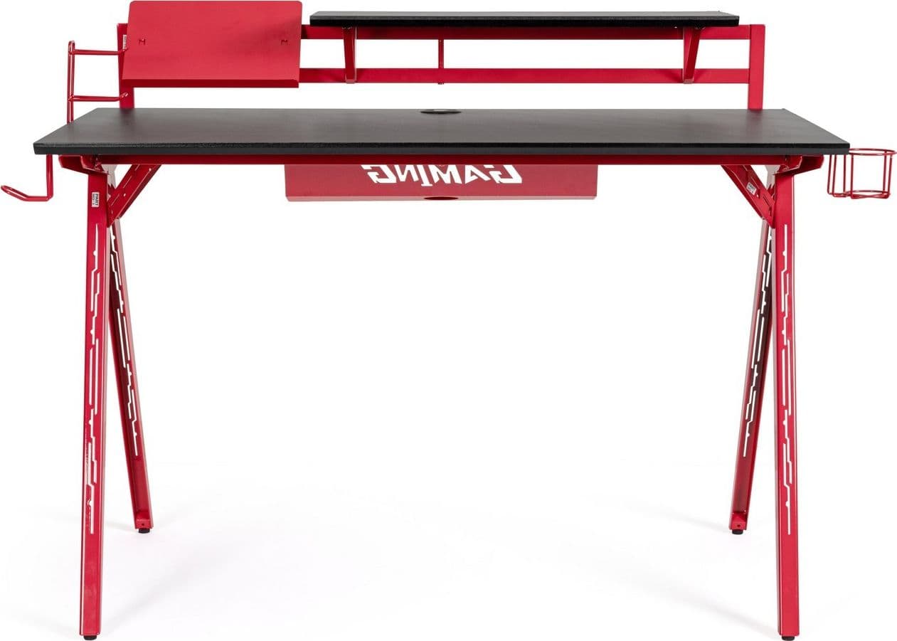 Scrivania da gaming, color rosso e nero, in acciaio resistente in Postazioni di lavoro per computer Decor Space - Altamura, commercioVirtuoso.it