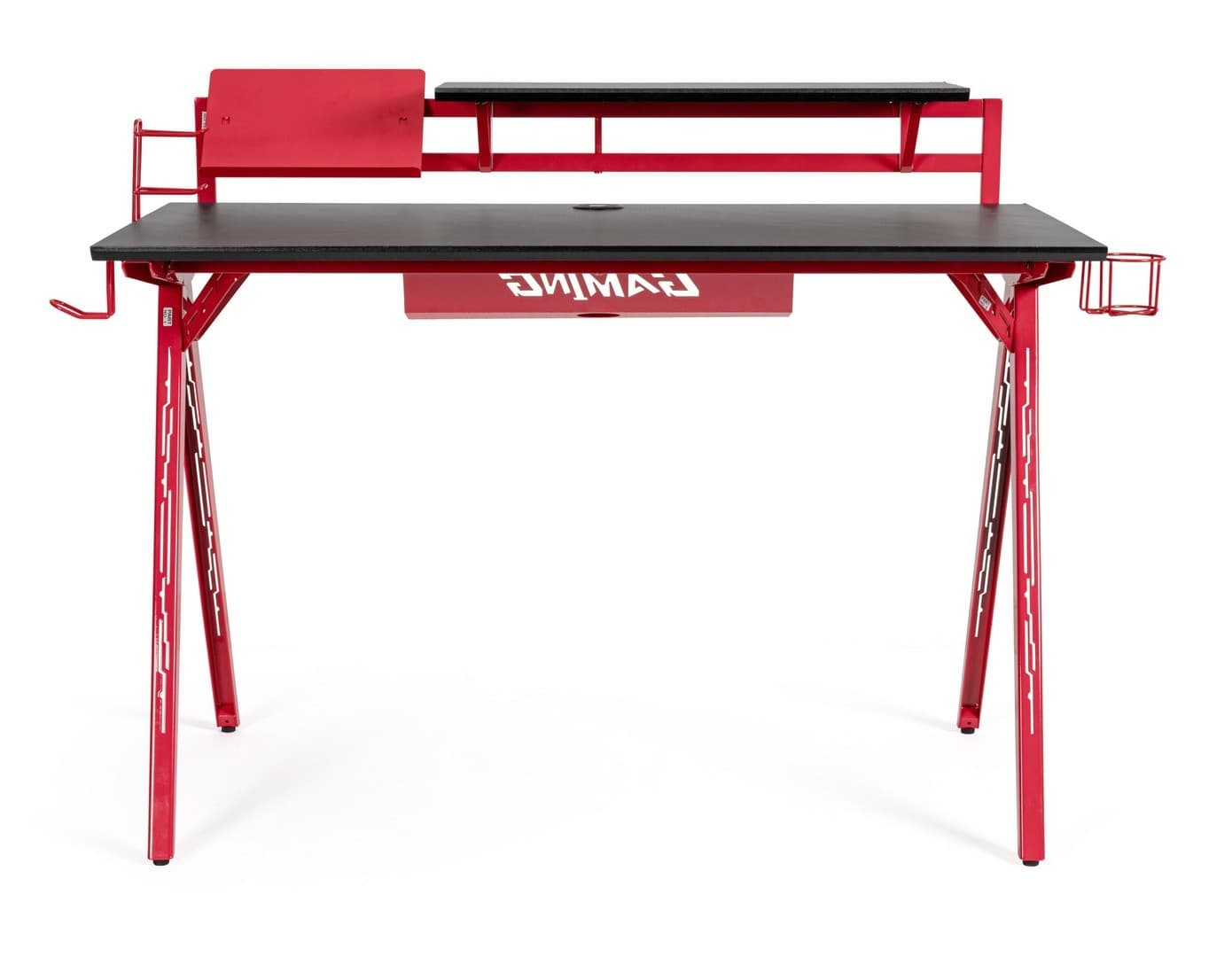 Scrivania da gaming, color rosso e nero, in acciaio resistente in Postazioni di lavoro per computer Decor Space - Altamura, commercioVirtuoso.it