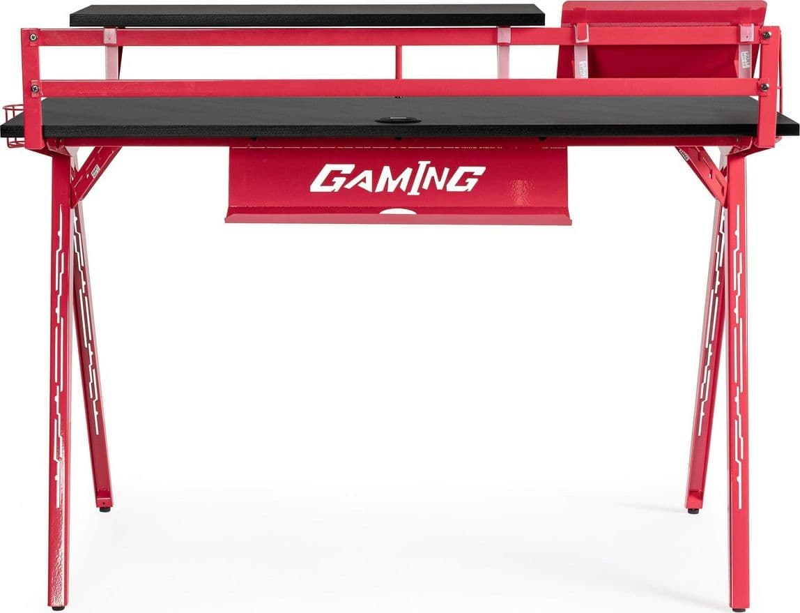 Scrivania da gaming, color rosso e nero, in acciaio resistente in Postazioni di lavoro per computer Decor Space - Altamura, commercioVirtuoso.it