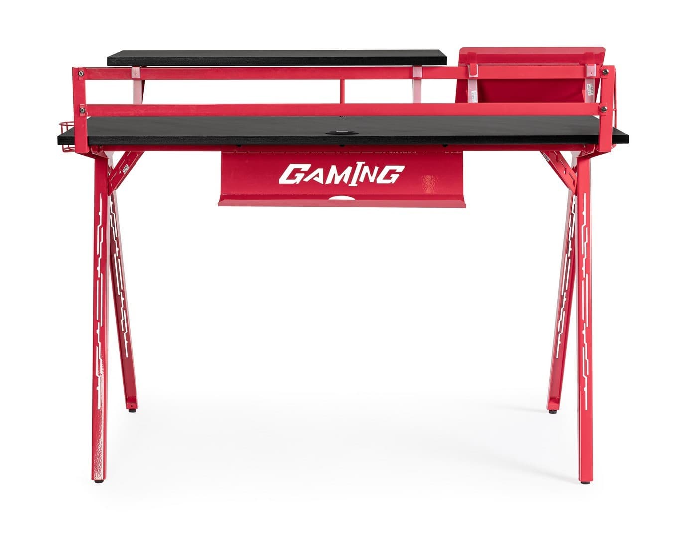 Scrivania da gaming, color rosso e nero, in acciaio resistente in Postazioni di lavoro per computer Decor Space - Altamura, commercioVirtuoso.it