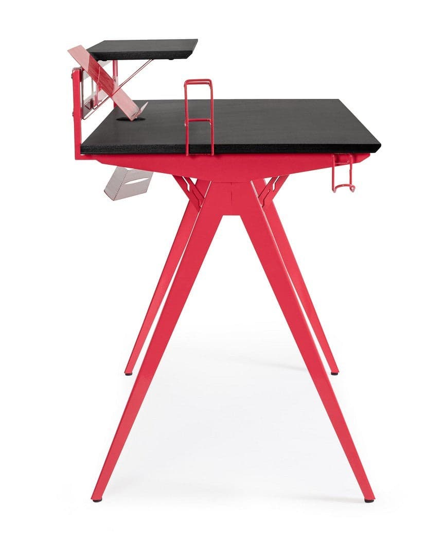 Scrivania da gaming, color rosso e nero, in acciaio resistente in Postazioni di lavoro per computer Decor Space - Altamura, commercioVirtuoso.it