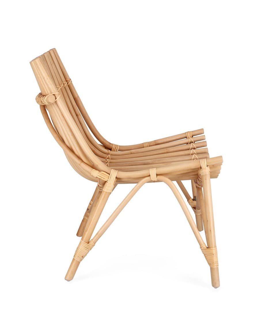 Sedia Lounge "Menendez" in rattan, finitura a base di nitrocellulosa in Sedie Decor Space - Altamura, commercioVirtuoso.it