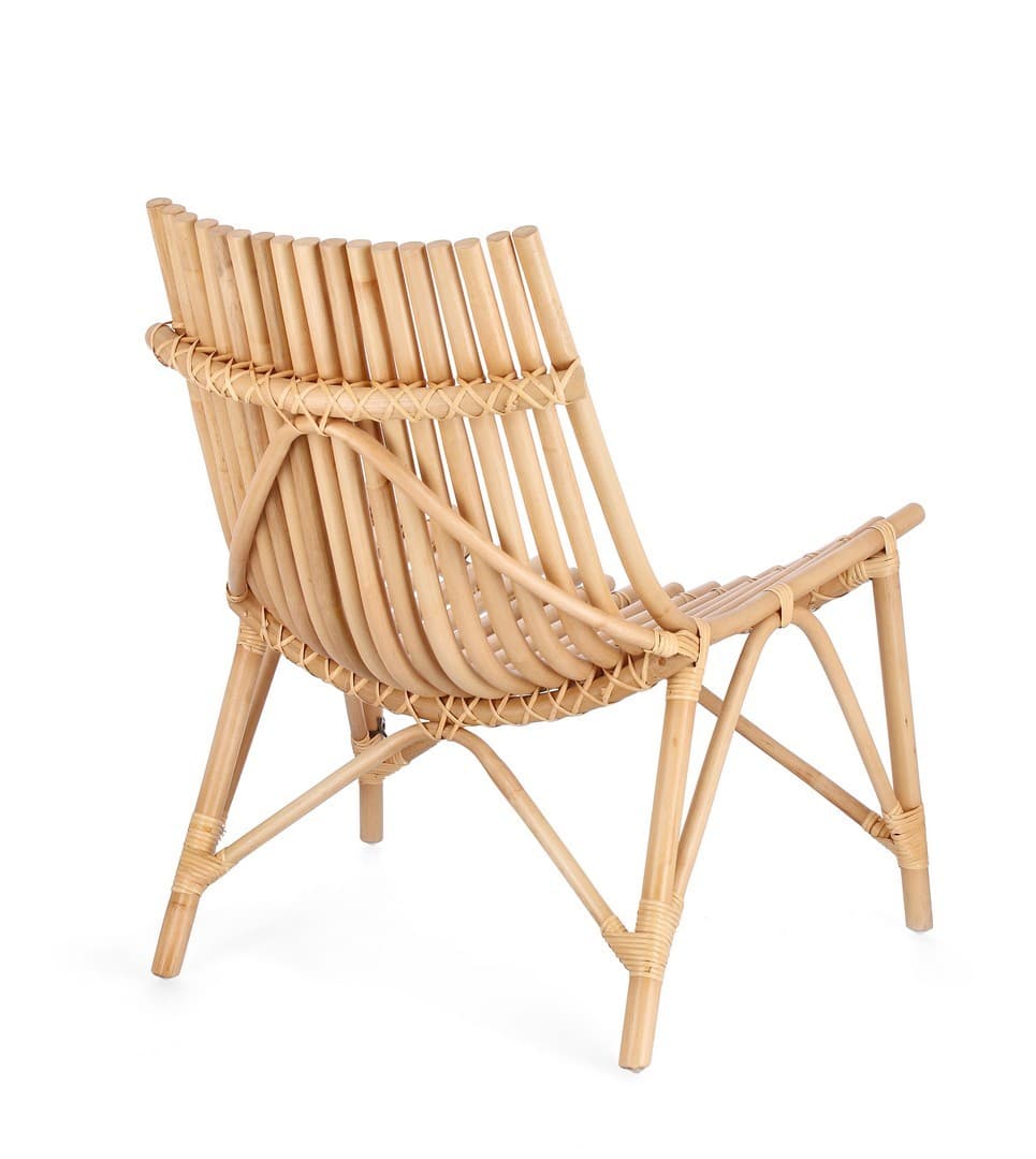 Sedia Lounge "Menendez" in rattan, finitura a base di nitrocellulosa in Sedie Decor Space - Altamura, commercioVirtuoso.it