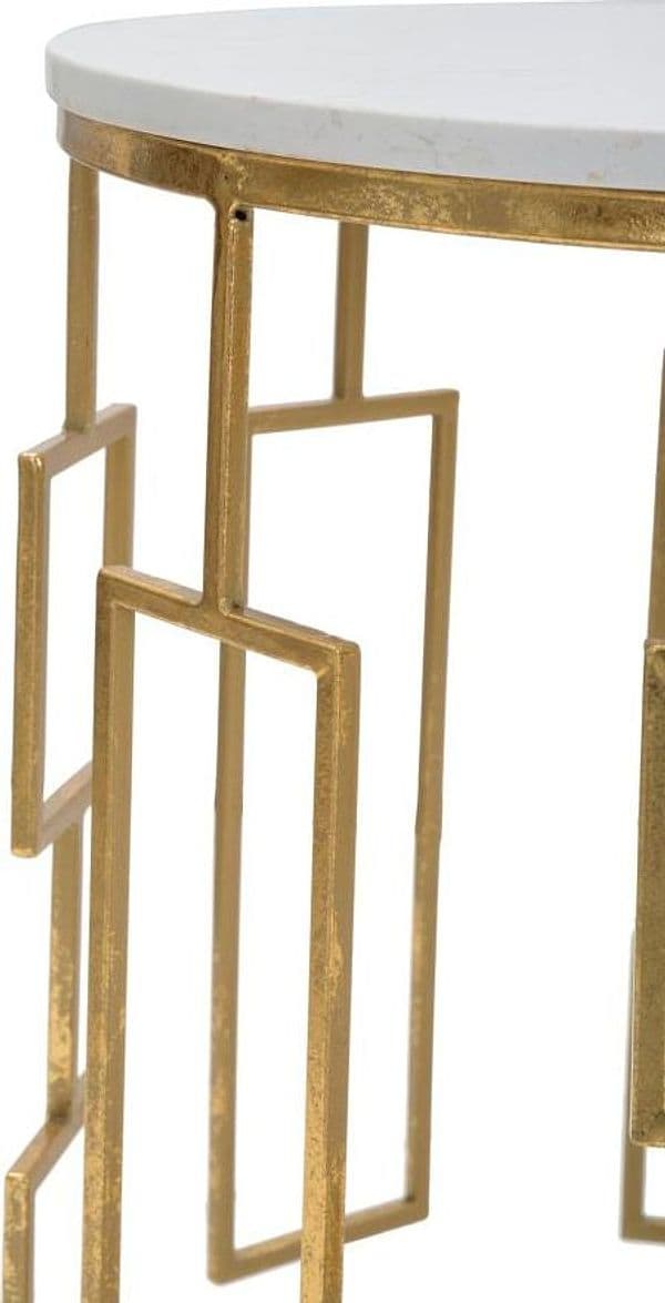 Tavolinetti "Cube" struttura in ferro color oro ripiano in marmo per interni set da 2 in Console e tavoli da divano Decor Space - Altamura, commercioVirtuoso.it