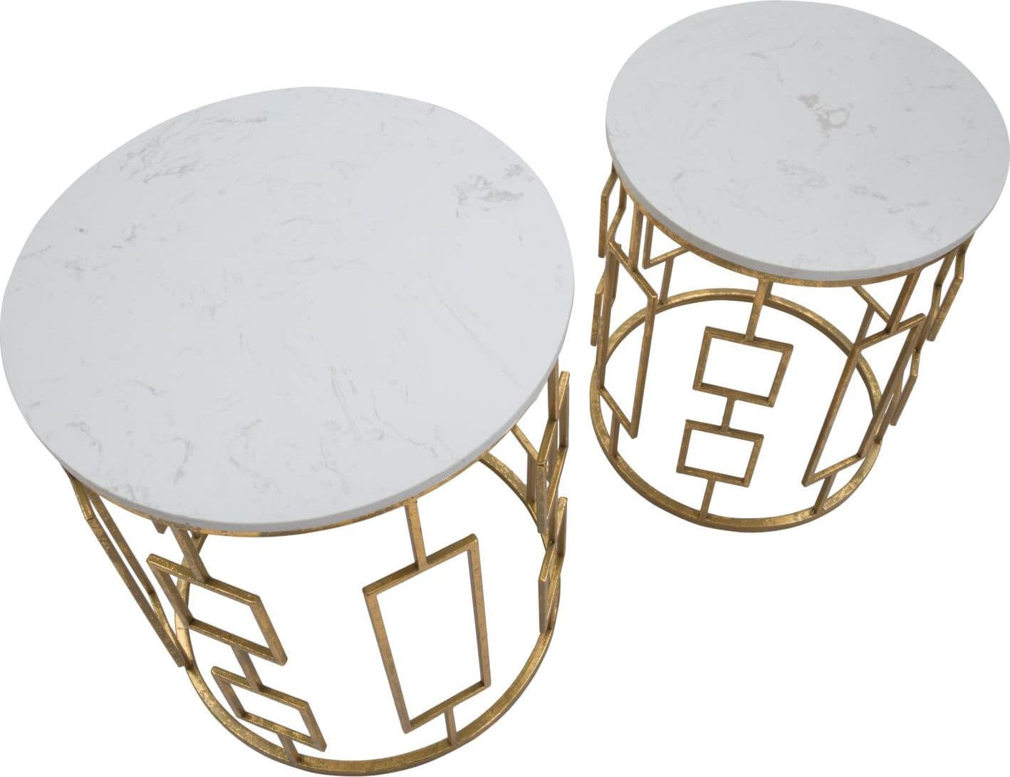 Tavolinetti "Cube" struttura in ferro color oro ripiano in marmo per interni set da 2 in Console e tavoli da divano Decor Space - Altamura, commercioVirtuoso.it