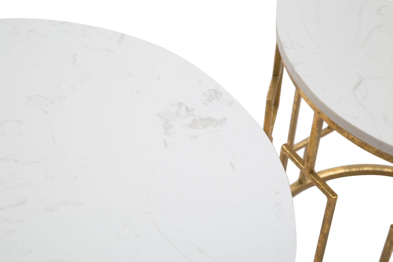 Tavolinetti "Cube" struttura in ferro color oro ripiano in marmo per interni set da 2 in Console e tavoli da divano Decor Space - Altamura, commercioVirtuoso.it