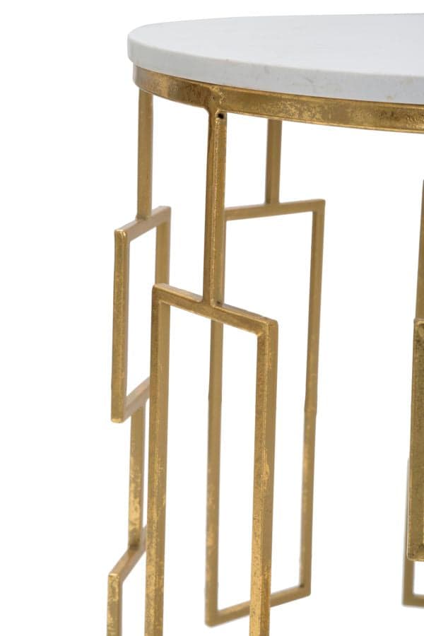 Tavolinetti "Cube" struttura in ferro color oro ripiano in marmo per interni set da 2 in Console e tavoli da divano Decor Space - Altamura, commercioVirtuoso.it