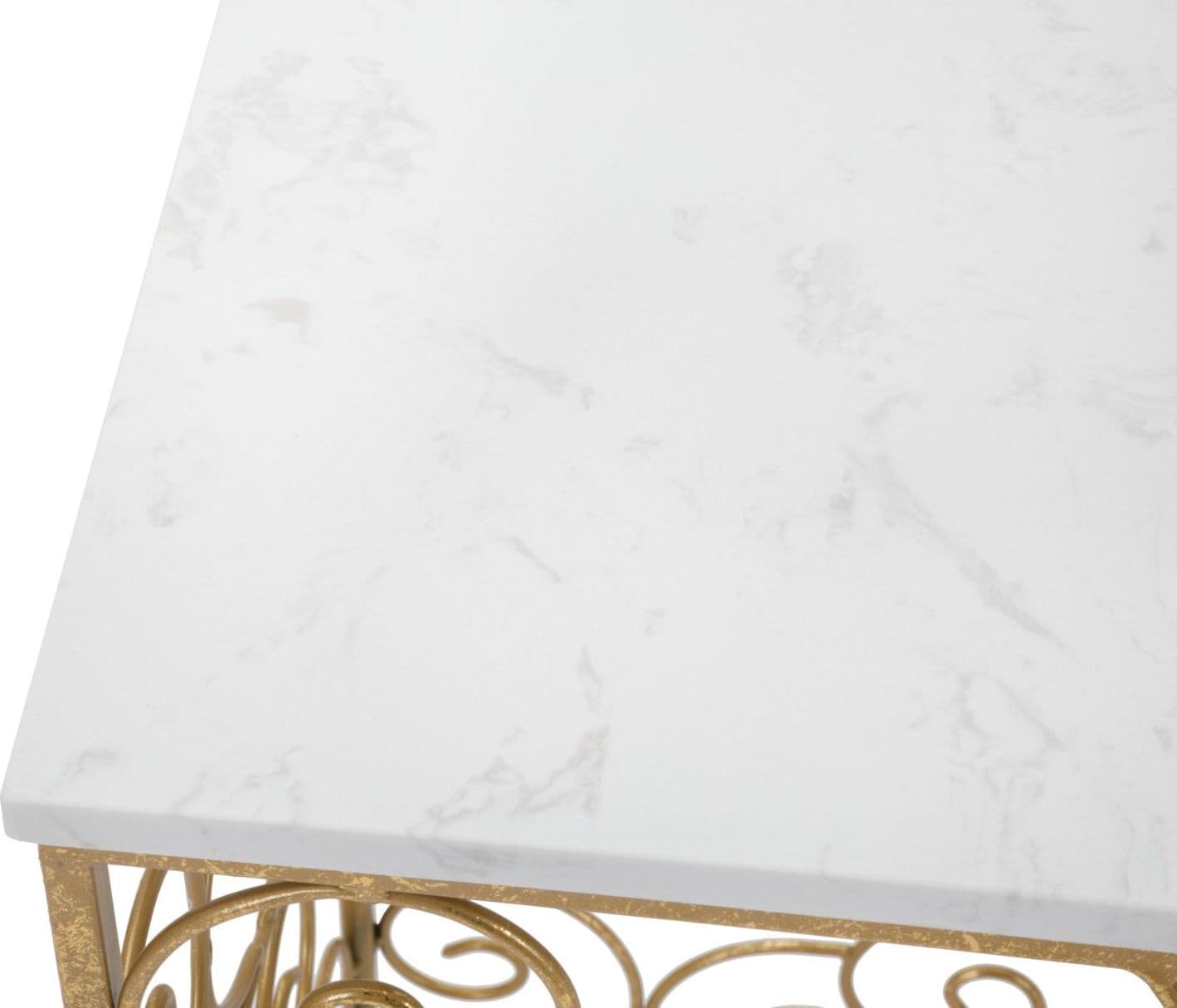 Tavolinetti porta telefono "Spiral" struttura in ferro color oro e vetro per interni set da 2 in Console e tavoli da divano Decor Space - Altamura, commercioVirtuoso.it