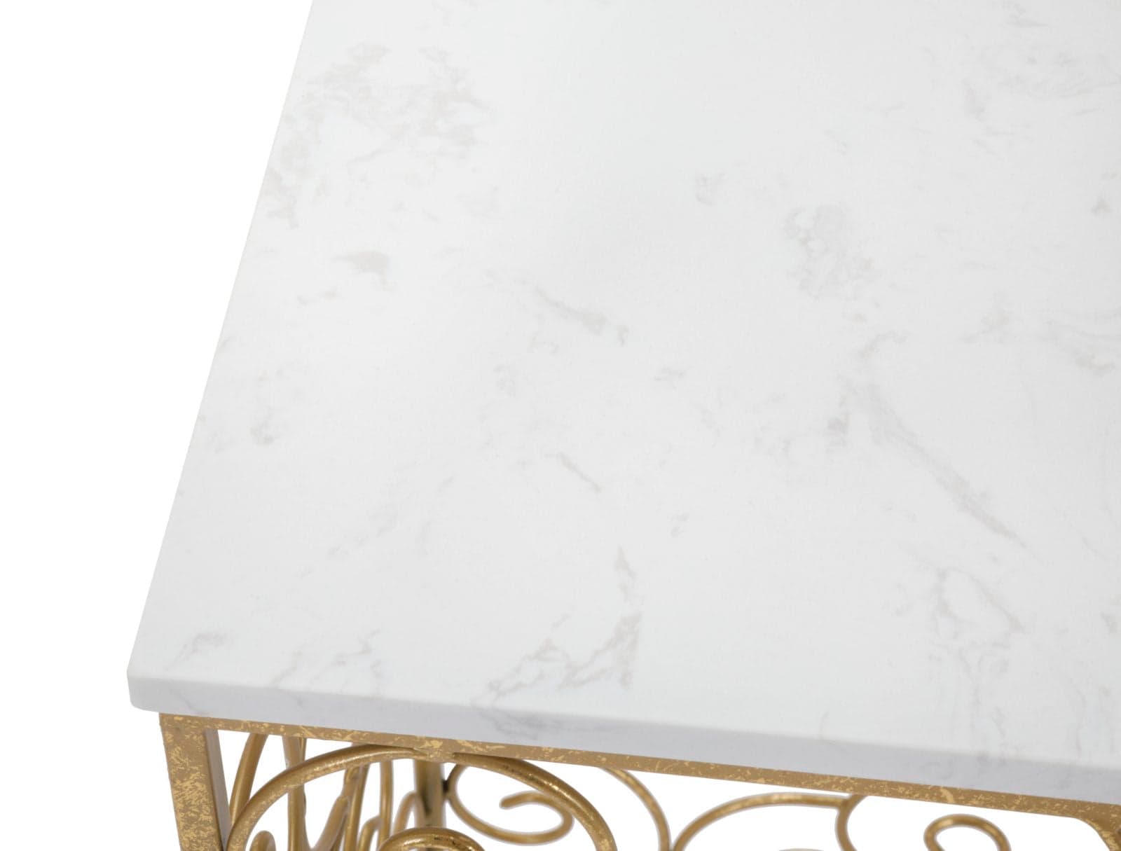 Tavolinetti porta telefono "Spiral" struttura in ferro color oro e vetro per interni set da 2 in Console e tavoli da divano Decor Space - Altamura, commercioVirtuoso.it