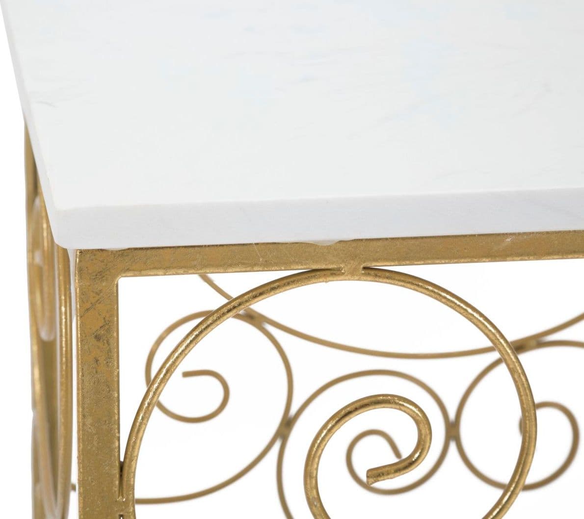 Tavolinetti porta telefono "Spiral" struttura in ferro color oro e vetro per interni set da 2 in Console e tavoli da divano Decor Space - Altamura, commercioVirtuoso.it
