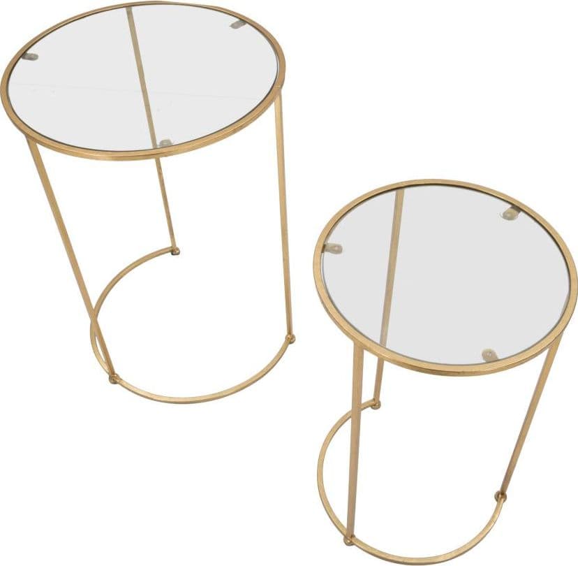Tavolinetti struttura in ferro color oro ripiano in vetro per interni set da 2 in Console e tavoli da divano Decor Space - Altamura, commercioVirtuoso.it