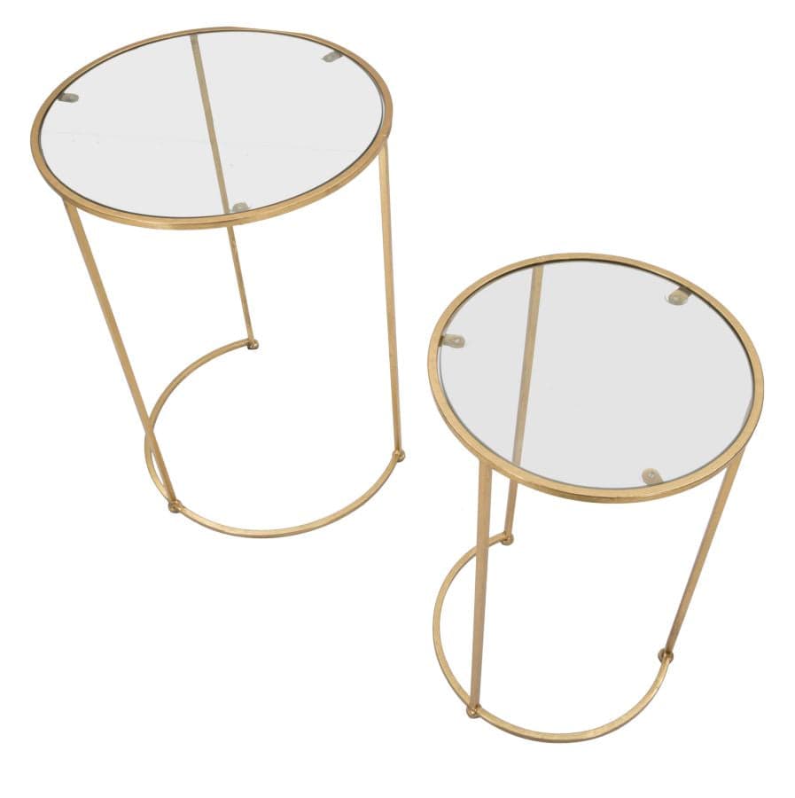 Tavolinetti struttura in ferro color oro ripiano in vetro per interni set da 2 in Console e tavoli da divano Decor Space - Altamura, commercioVirtuoso.it