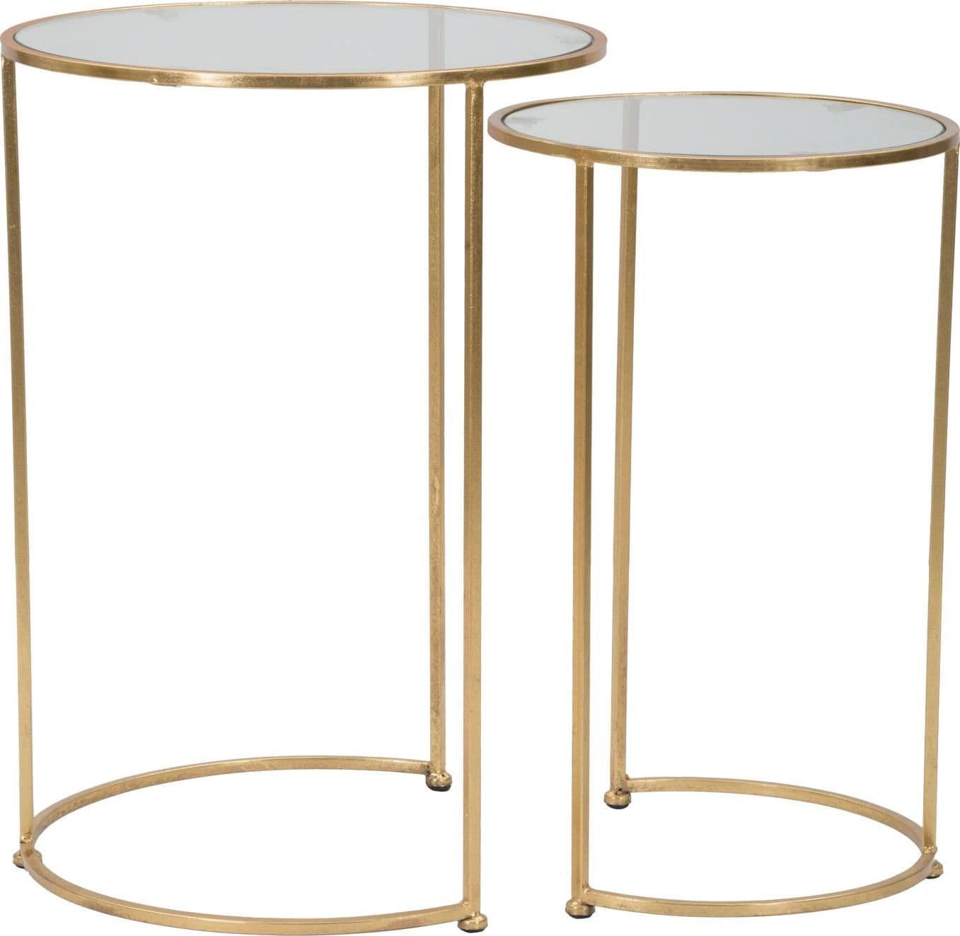 Tavolinetti struttura in ferro color oro ripiano in vetro per interni set da 2 in Console e tavoli da divano Decor Space - Altamura, commercioVirtuoso.it
