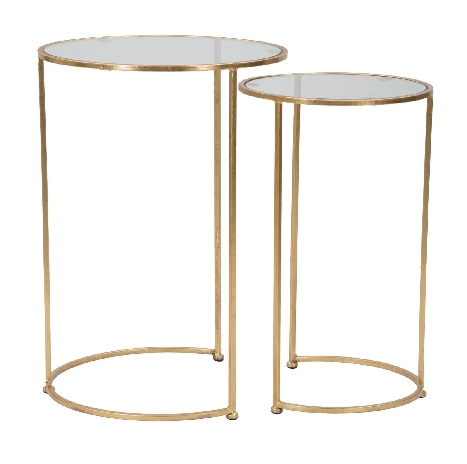 Tavolinetti struttura in ferro color oro ripiano in vetro per interni set da 2 in Console e tavoli da divano Decor Space - Altamura, commercioVirtuoso.it