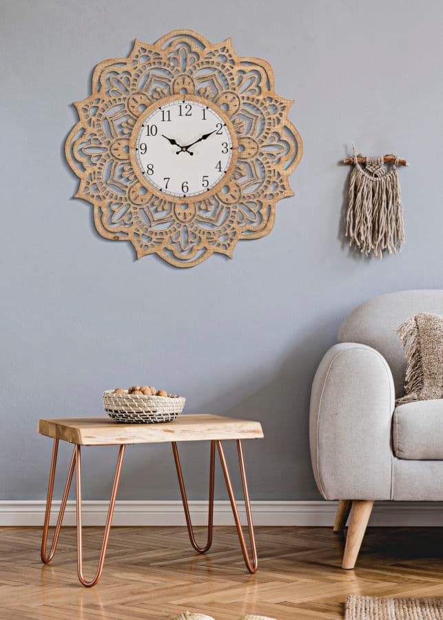 Orologio da parete cornice con pizzi e merletti in legno MDF per salotto e cucina in Orologi da parete Decor Space - Altamura, commercioVirtuoso.it