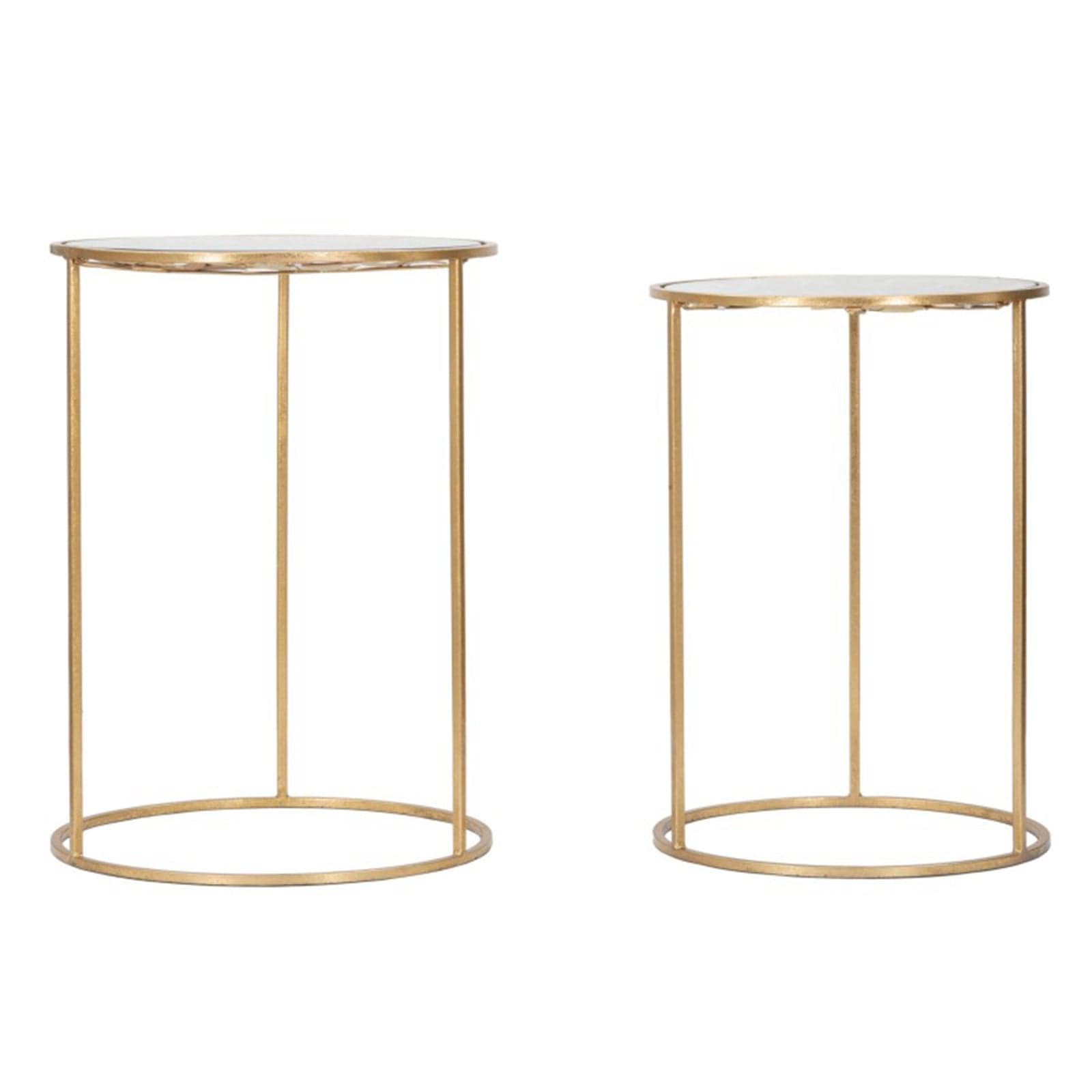 Tavolinetti coppia in metallo color oro ripiano in vetro con farfalle per interni set da 2 in Console e tavoli da divano Decor Space - Altamura, commercioVirtuoso.it