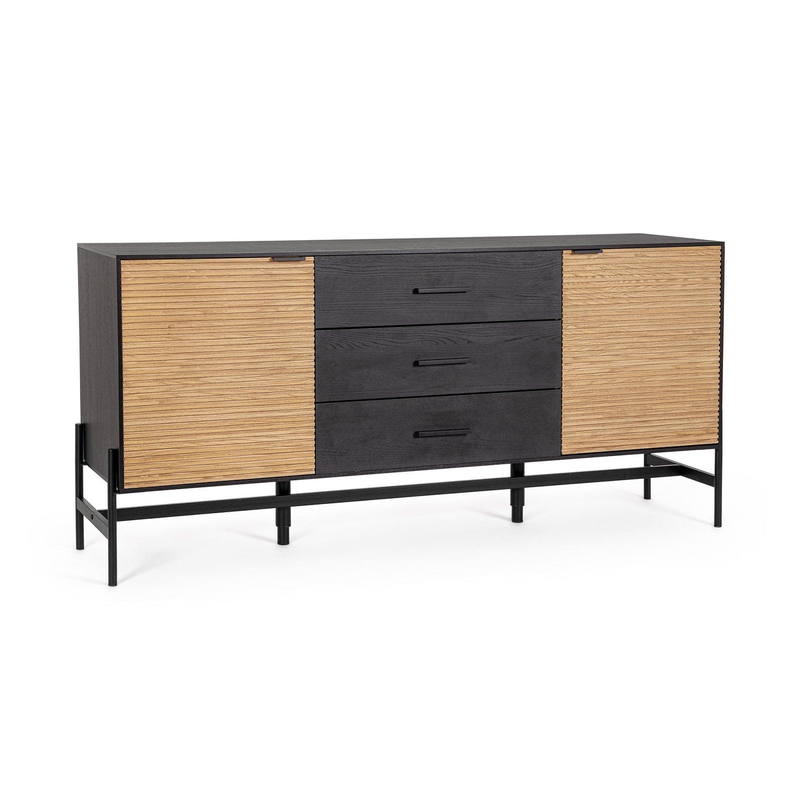 Mobile credenza "Allycia" in mdf-legno di frassino, gambe in acciaio, per interno in Credenze Decor Space - Altamura, commercioVirtuoso.it