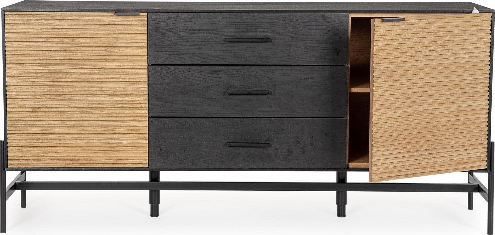 Mobile credenza "Allycia" in mdf-legno di frassino, gambe in acciaio, per interno in Credenze Decor Space - Altamura, commercioVirtuoso.it