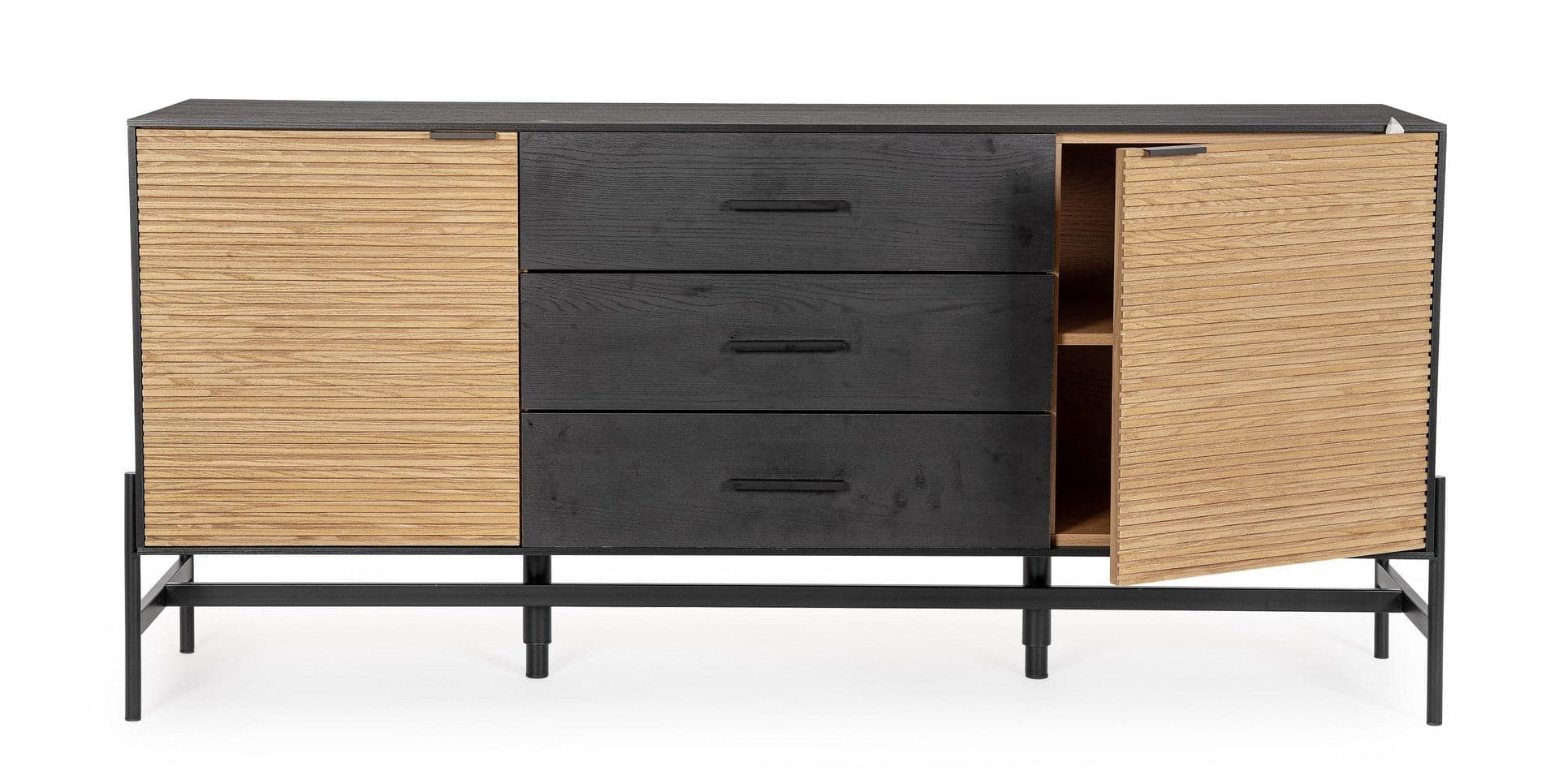 Mobile credenza "Allycia" in mdf-legno di frassino, gambe in acciaio, per interno in Credenze Decor Space - Altamura, commercioVirtuoso.it