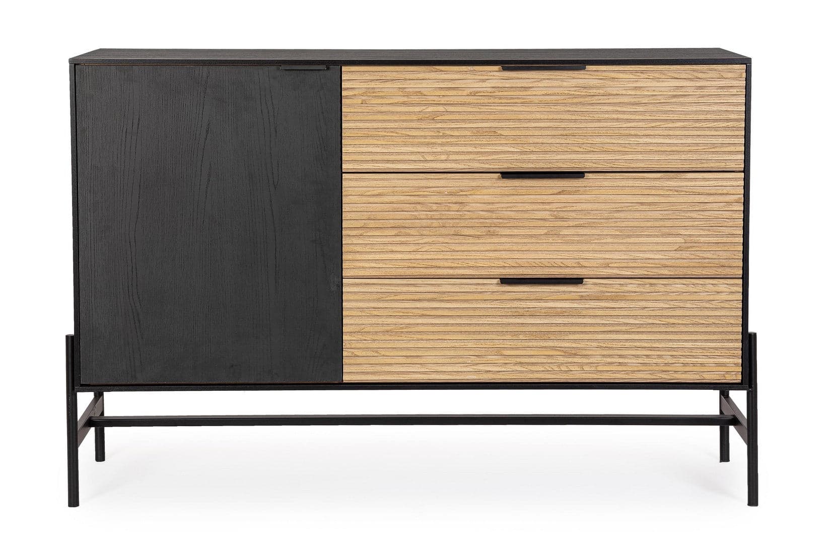 Mobile credenza "Allycia" in mdf-legno di frassino, gambe in acciaio, per interno in Credenze Decor Space - Altamura, commercioVirtuoso.it