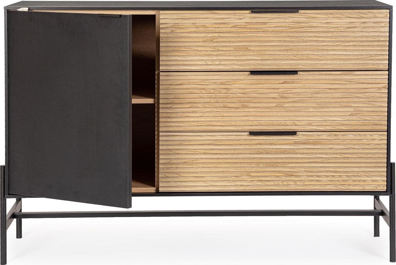 Mobile credenza "Allycia" in mdf-legno di frassino, gambe in acciaio, per interno - 24