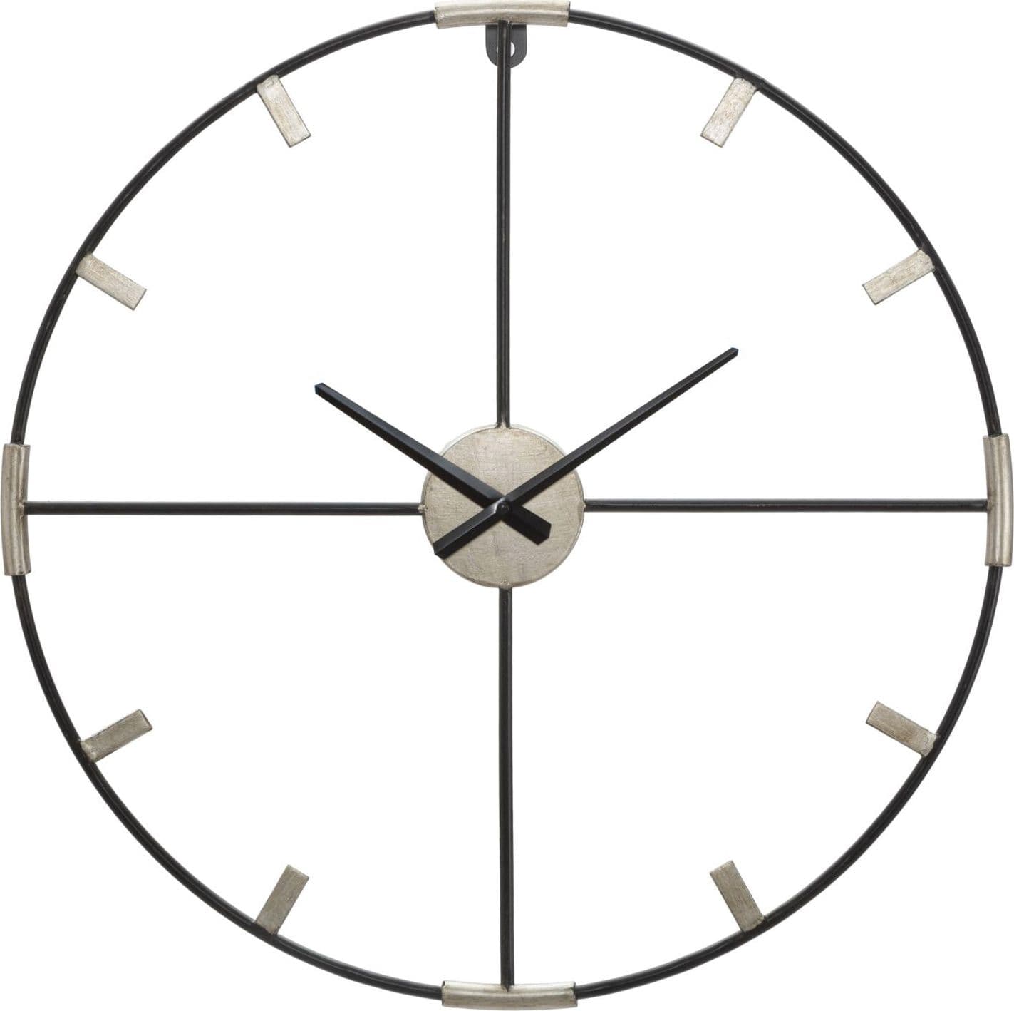 Orologio da parete in ferro color nero e argento per salotto e cucina in Orologi da parete Decor Space - Altamura, commercioVirtuoso.it
