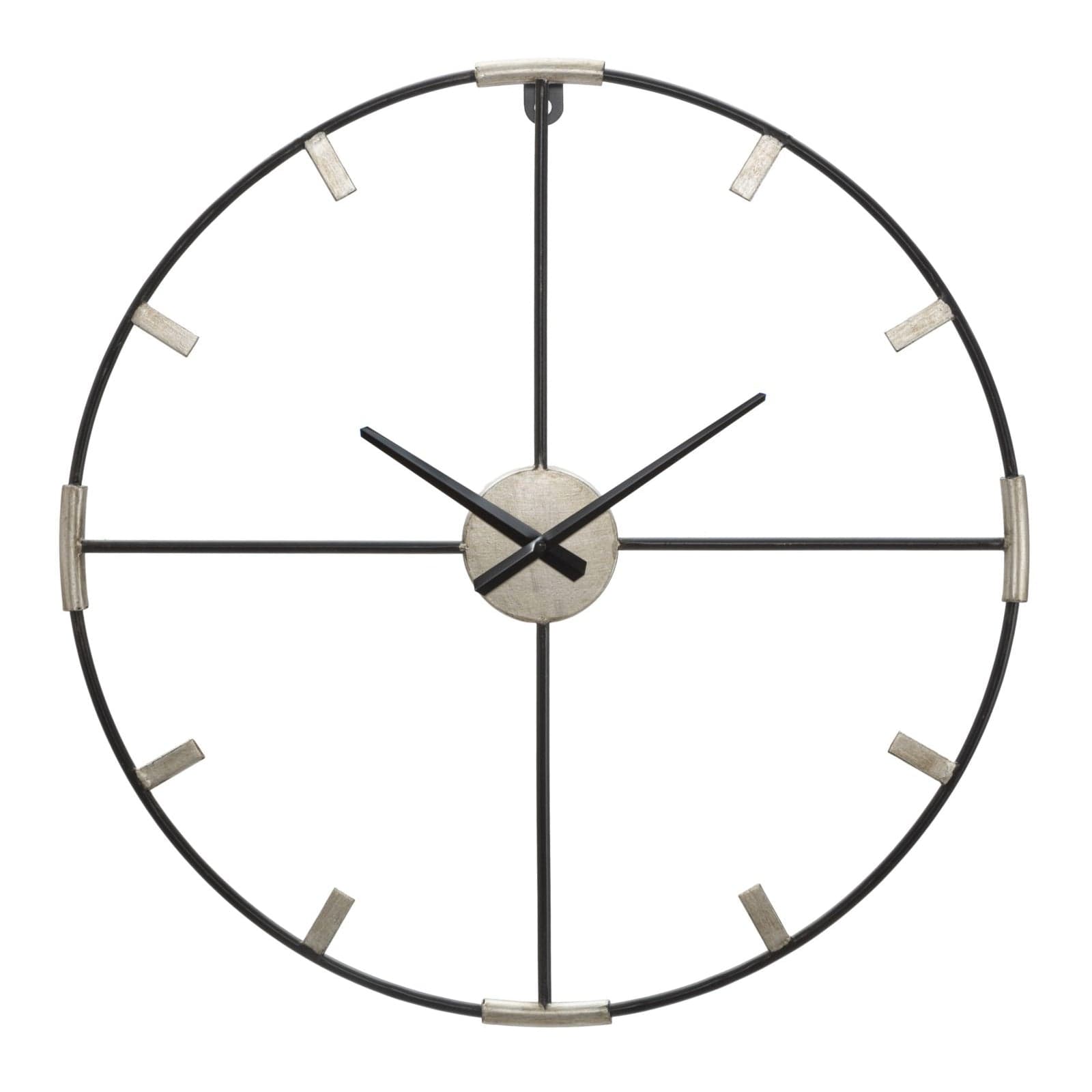 Orologio da parete in ferro color nero e argento per salotto e cucina in Orologi da parete Decor Space - Altamura, commercioVirtuoso.it