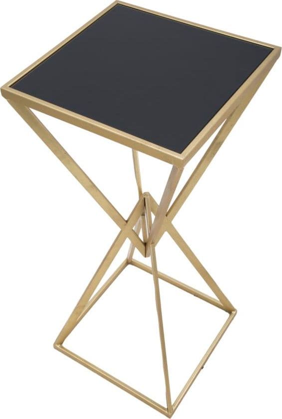 Tavolino porta telefono "Piramid" struttura in ferro color oro e vetro per interni in Console e tavoli da divano Decor Space - Altamura, commercioVirtuoso.it