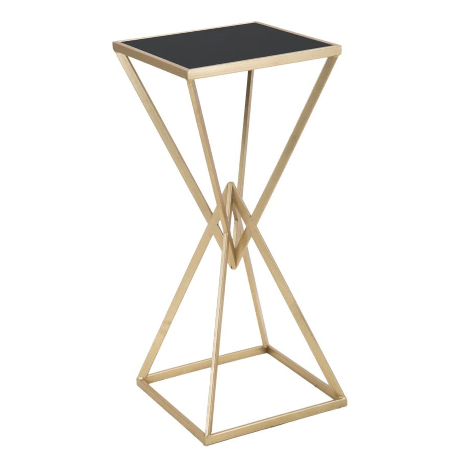 Tavolino porta telefono "Piramid" struttura in ferro color oro e vetro per interni in Console e tavoli da divano Decor Space - Altamura, commercioVirtuoso.it