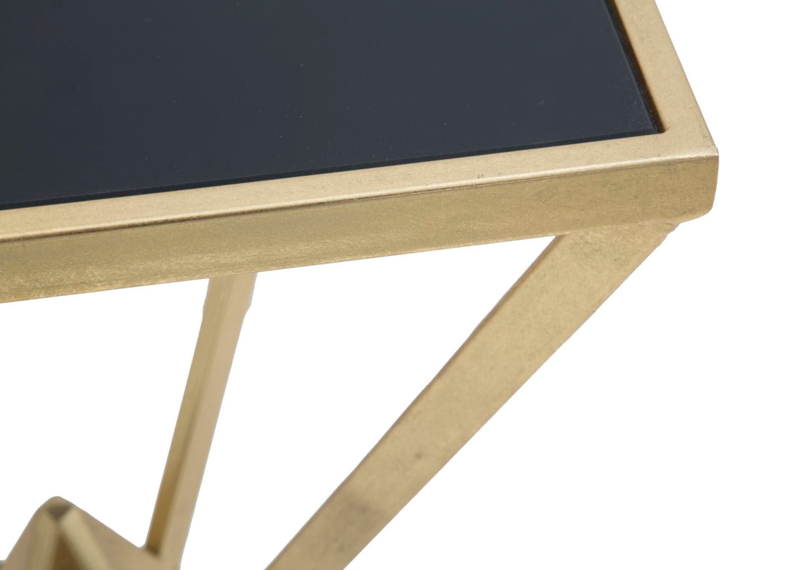 Tavolino porta telefono "Piramid" struttura in ferro color oro e vetro per interni in Console e tavoli da divano Decor Space - Altamura, commercioVirtuoso.it