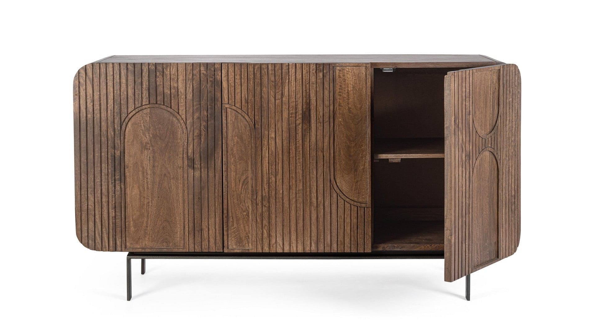 Credenza "Orissa" in legno di mango, color naturale, gambe in acciaio resistente in Credenze Decor Space - Altamura, commercioVirtuoso.it