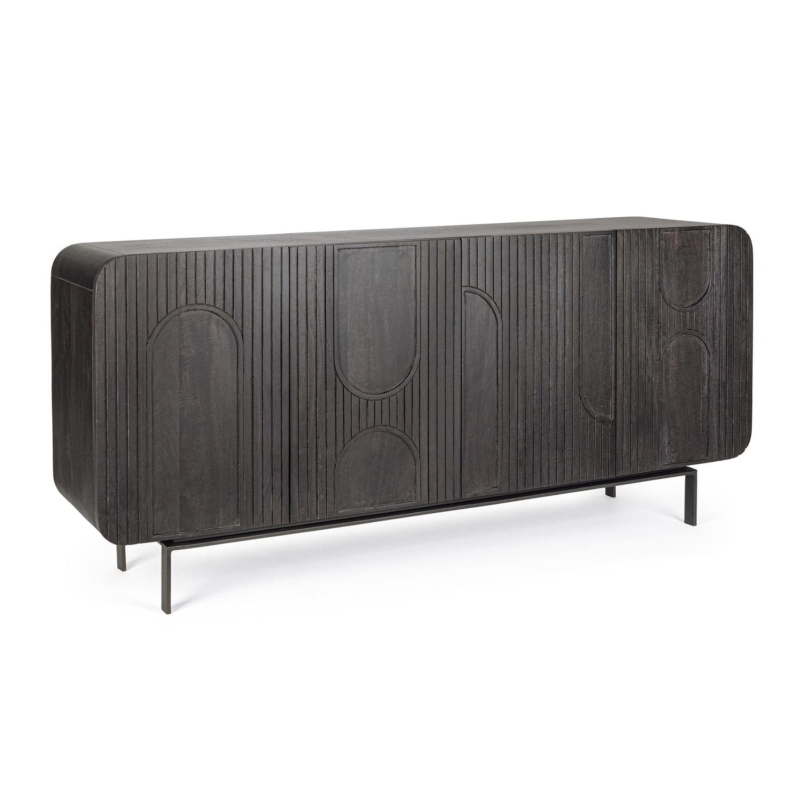 Credenza "Orissa" in legno di mango, color naturale, gambe in acciaio resistente in Credenze Decor Space - Altamura, commercioVirtuoso.it