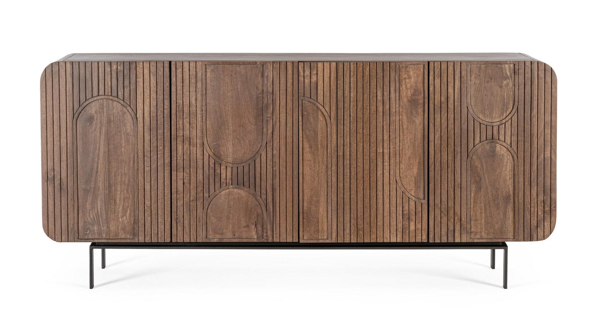 Credenza "Orissa" in legno di mango, color naturale, gambe in acciaio resistente in Credenze Decor Space - Altamura, commercioVirtuoso.it