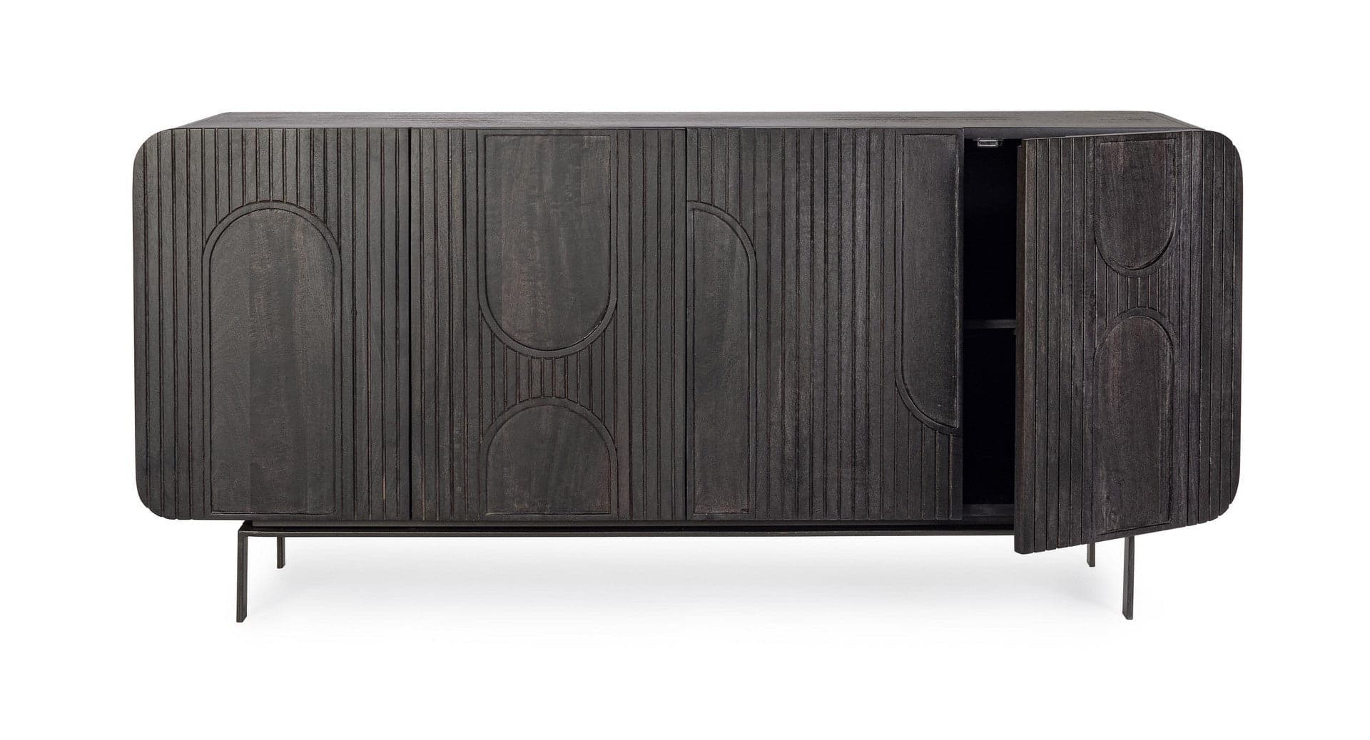 Credenza "Orissa" in legno di mango, color naturale, gambe in acciaio resistente in Credenze Decor Space - Altamura, commercioVirtuoso.it