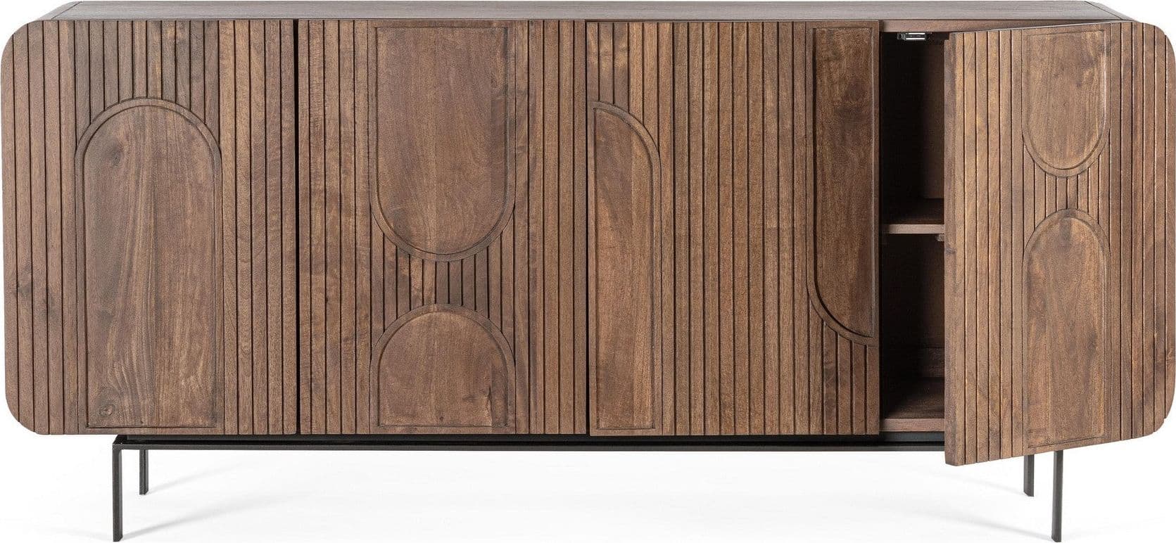 Credenza "Orissa" in legno di mango, color naturale, gambe in acciaio resistente in Credenze Decor Space - Altamura, commercioVirtuoso.it