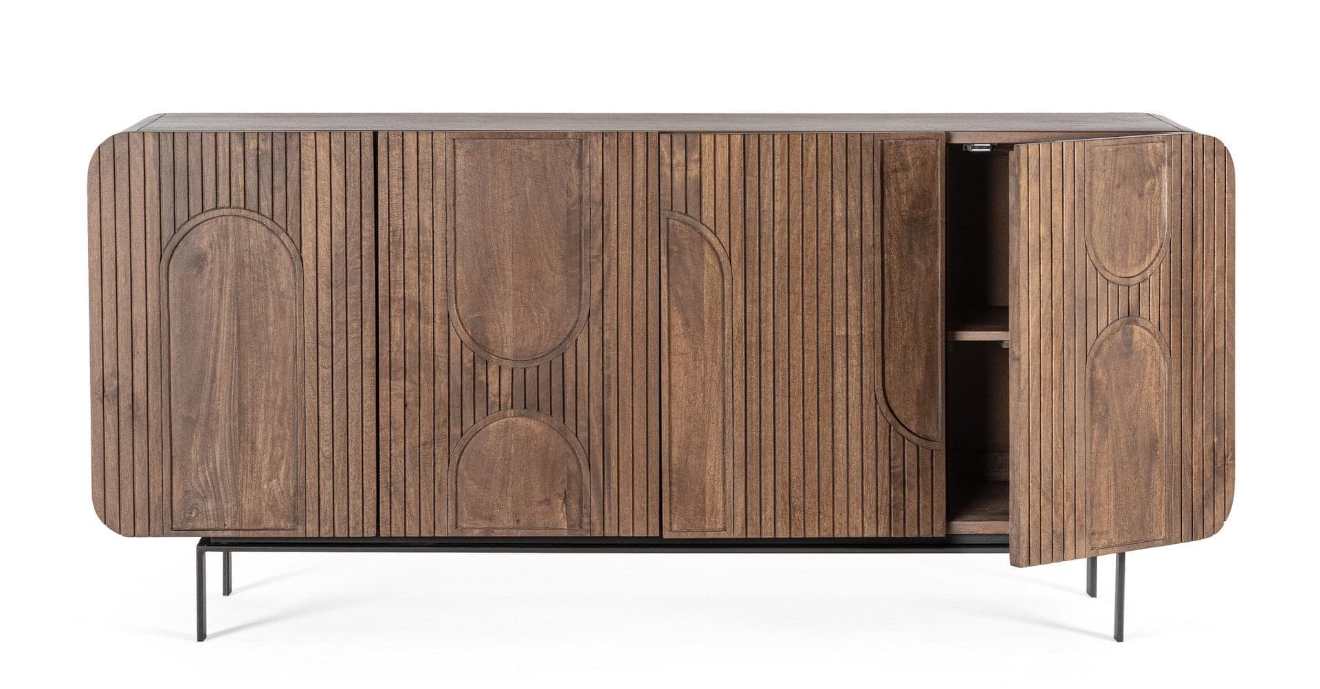 Credenza "Orissa" in legno di mango, color naturale, gambe in acciaio resistente in Credenze Decor Space - Altamura, commercioVirtuoso.it