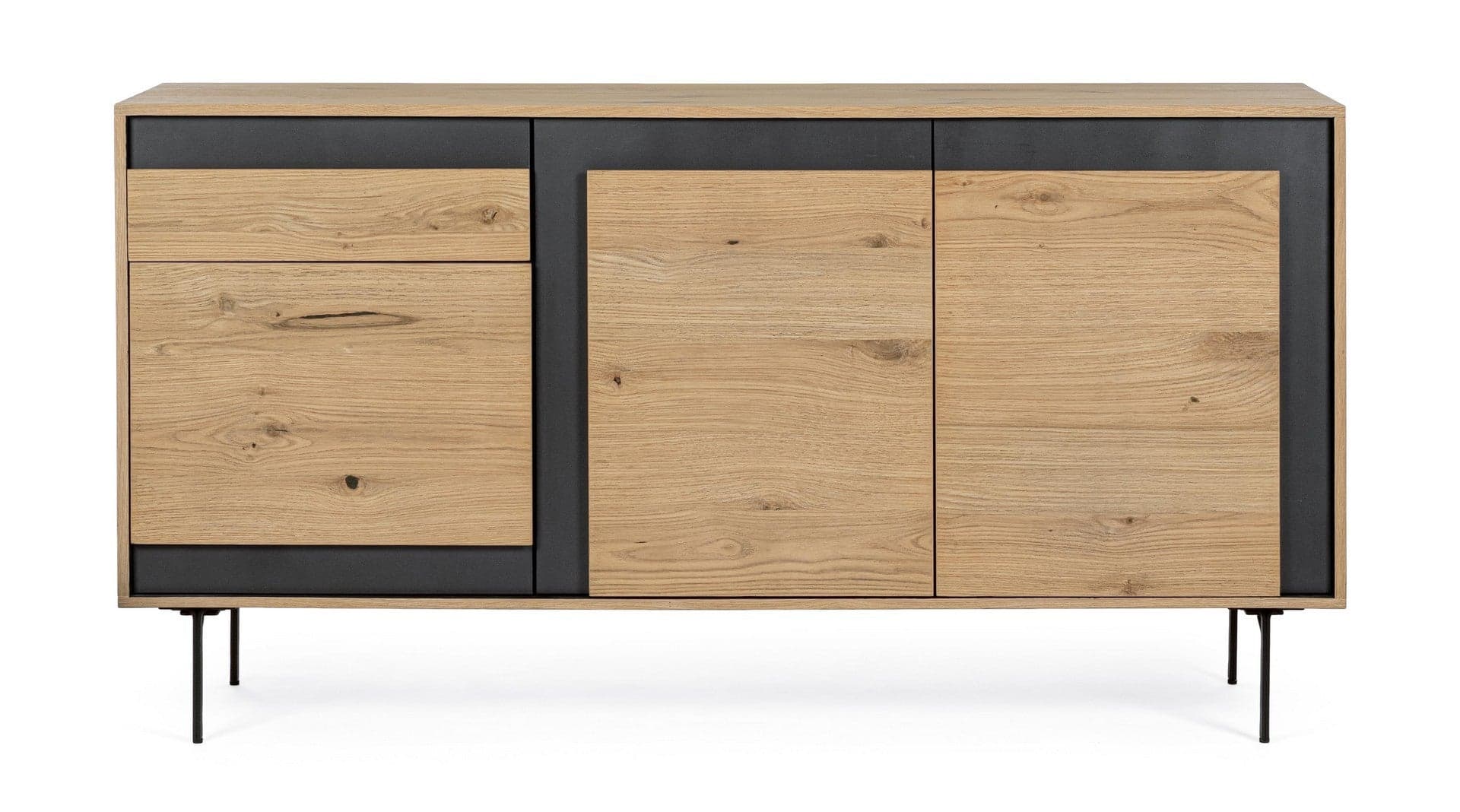 Credenza "Stanwood" con 3 ante e 3 cassetti, in mdf, finitura in rovere in Credenze Decor Space - Altamura, commercioVirtuoso.it